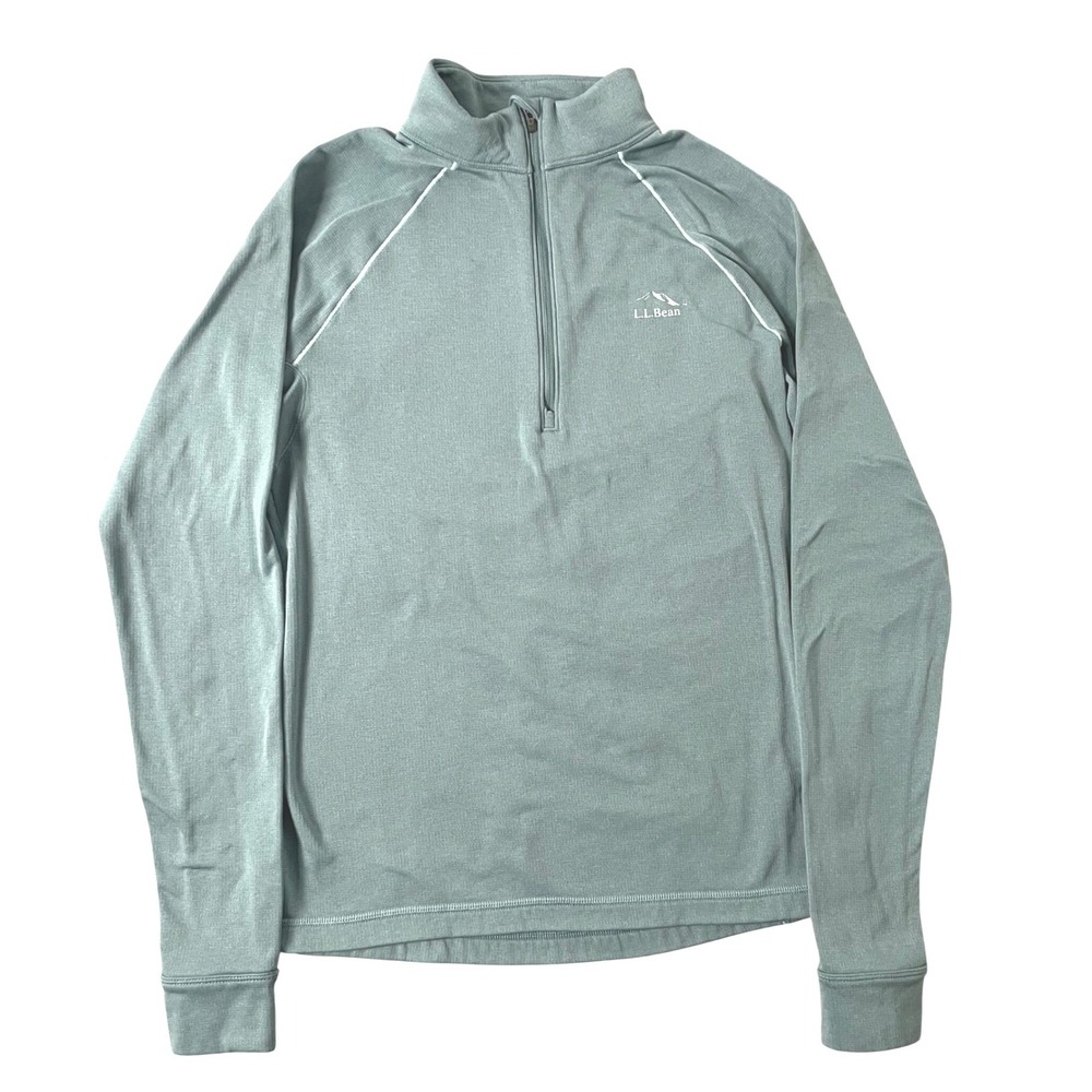 LL Bean Quarter Zip Pullover Women Medium Green Gorpcore Hiking Outdoor Athletic